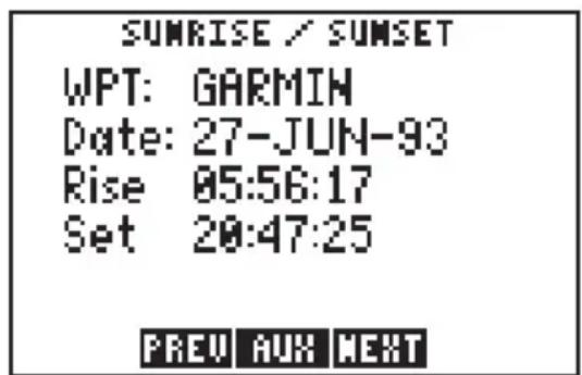 GARMIN GPS 95AVD - SUNRISE/SUNSET PLANNING - 1