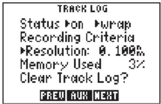 GARMIN GPS 95AVD - TRACK LOG SETUP - 1