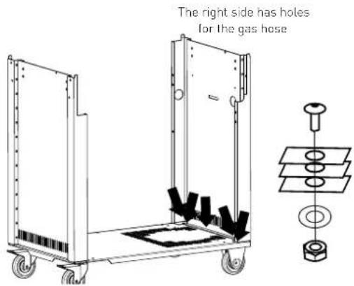 The right side has holes for the gas hose