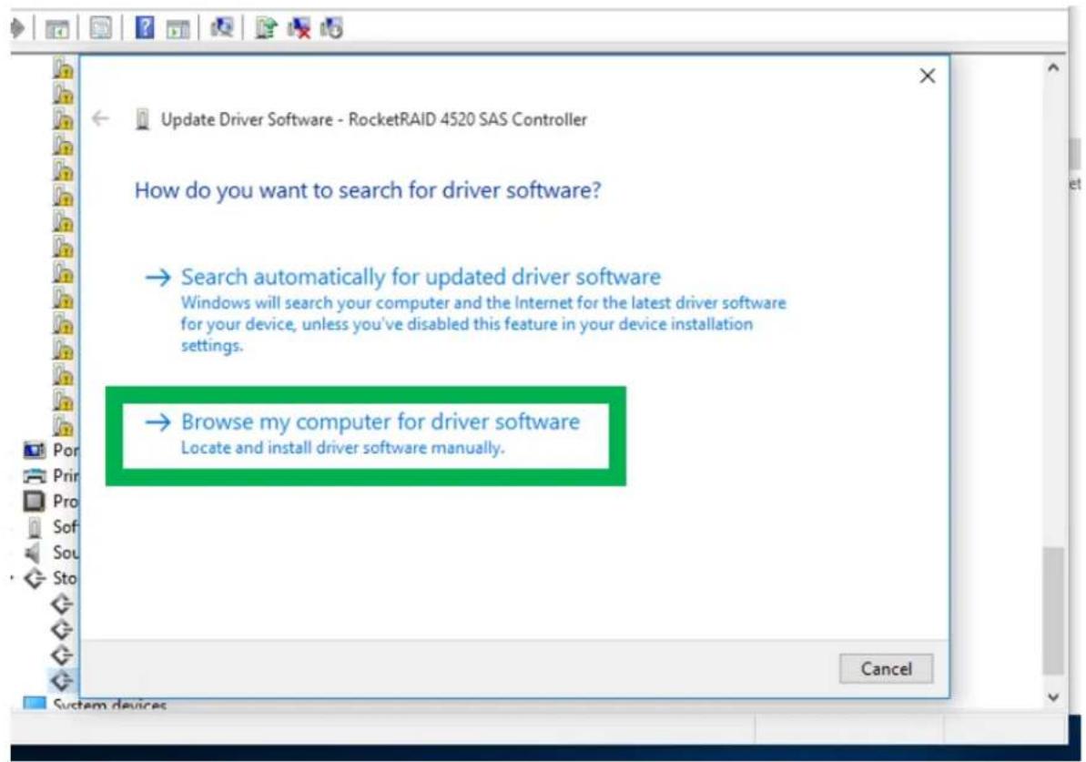 Update Driver Software - RocketRAID 4520 SAS Controller How do you want to search for driver software? → Search automatically for updated driver software Windows will search your computer and the Internet for the latest driver software for your device, unless you've disabled this feature in your device installation settings. → Browse my computer for driver software Locate and install driver software manually.