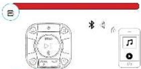Diagram showing a music player interface with playback controls and a separate control panel with musical notes and a music note icon.