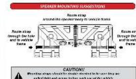 SPEAKER MOUNTING SUGGESTIONS Rusin strap around the speaker mode to vehicle mode Rusin strap through the mode and to walkable Stance Rusin are througe the end to walk CAUTION! Rusin strap should be a fault-standed to ensure how an rack of light and water remain below and can be able.