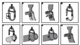 Diagram showing eight different types of mechanical or electrical components with labeled parts, likely illustrating a manual or mechanical assembly.