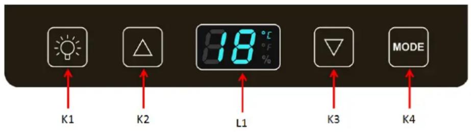 K1 K2 L1 K3 K4 8.8 °C °F % MODE