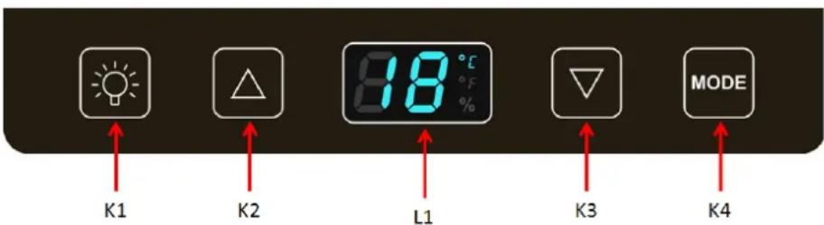 K1 K2 L1 8.8 °C °F % K3 MODE K4