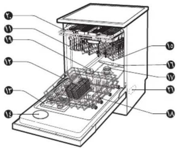 Technical diagram of an open refrigerator with labeled components in Chinese