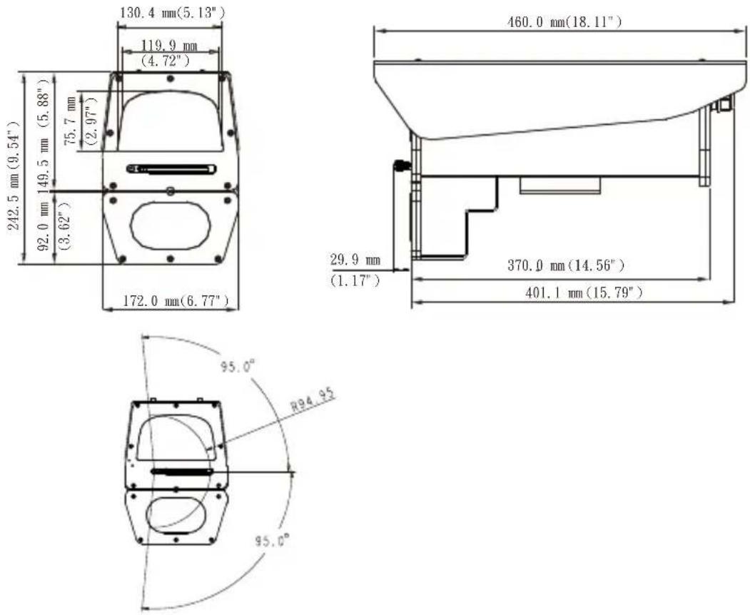 Vivotek AE-510-I - Dimensions with the IR unit and wiper - 1