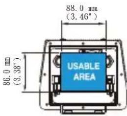 88.0 mm (3.46") 86.0 mm (3.38°) USABLE AREA