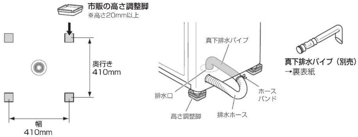 HAIER JW-U55A - 排水口が本体の真下にある場合 - 1