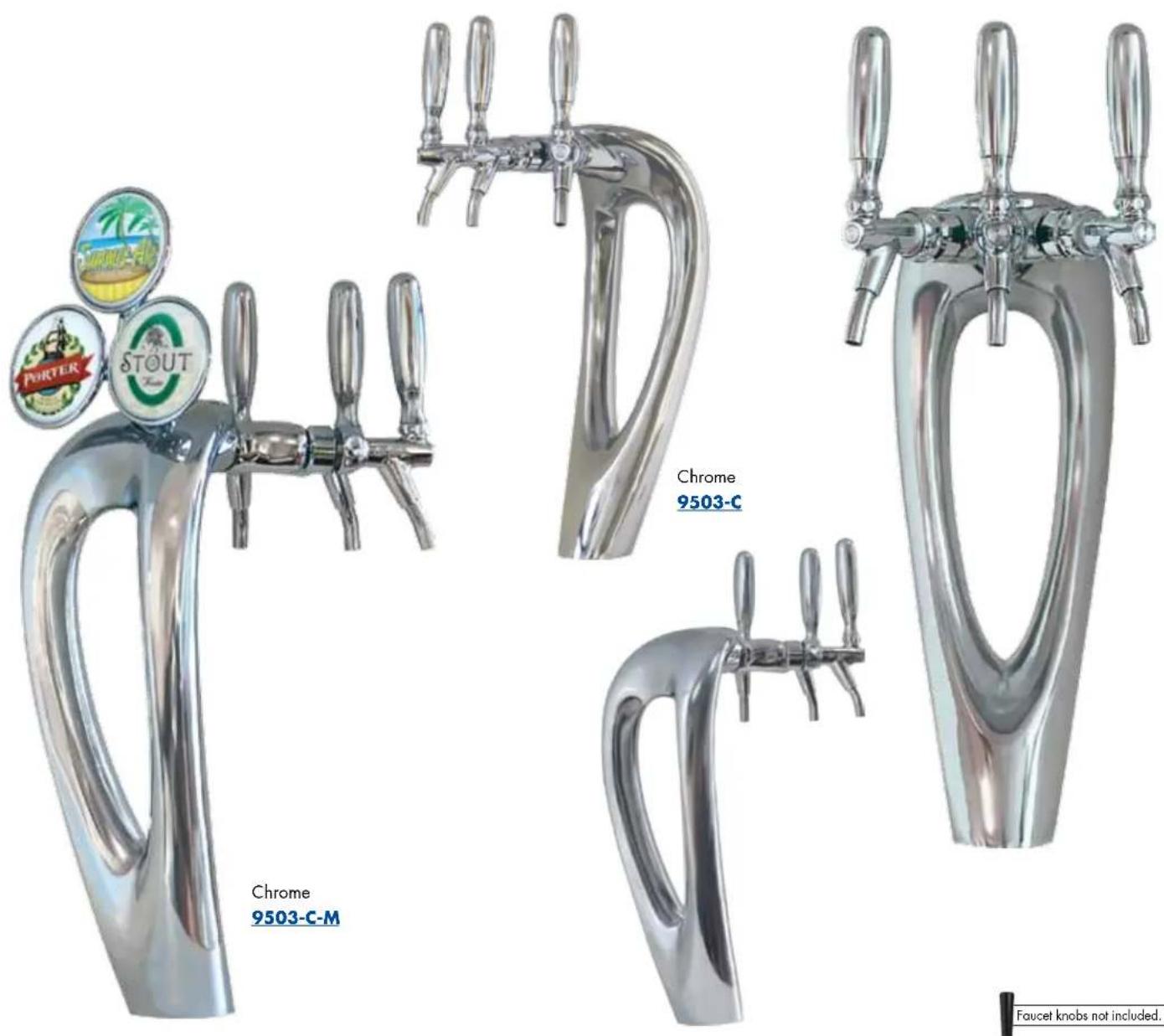 PUMTER STOUT Chrome 9503-C Chrome 9503-C-M Chrome 9503-C Faucet knobs not included.