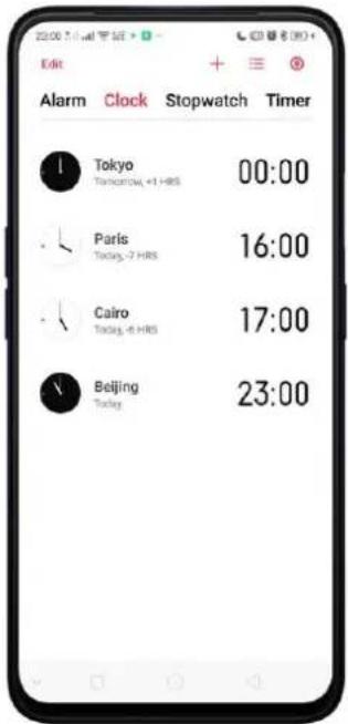 Realme V23 - Add and view clocks for locations around the world - 9