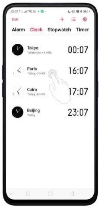 Realme V23 - Add and view clocks for locations around the world - 4