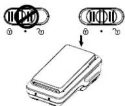 Diagram showing two labeled components with arrows pointing to a device or component, possibly indicating assembly or labeling.