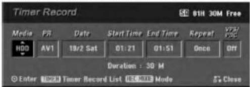 LG RH7825NP2L - Trykk TIMER REC. - 1