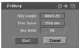 Dubbing Title Length 30.01.25 Free Space 2520 mm Block Mode 167 Start Cancel