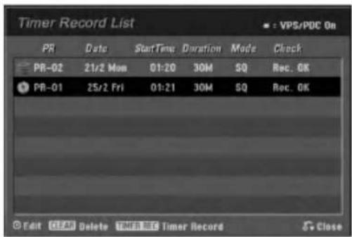 LG RH7825NP2L - Sjekke informasjonen om tidsinnstilt opptak - 1