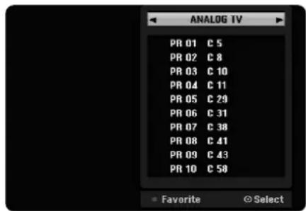 ANALOG TV PR 01 C 5 PR 02 C 8 PR 03 C 10 PR 04 C 11 PR 05 C 29 PR 06 C 31 PR 07 C 38 PR 08 C 41 PR 09 C 43 PR 10 C 58 Favorite Select