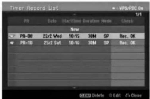 LG RH1F99P1S - Sjekke informasjonen om tidsinnstilt opptak - 1
