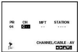 PR 04 CH C... MFT ... STATION CHANNEL/CABLE : AV ▲▲▲▼