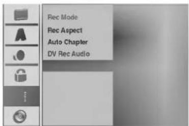 Rec Mode Rec Aspect Auto Chapter DV Rec Audio