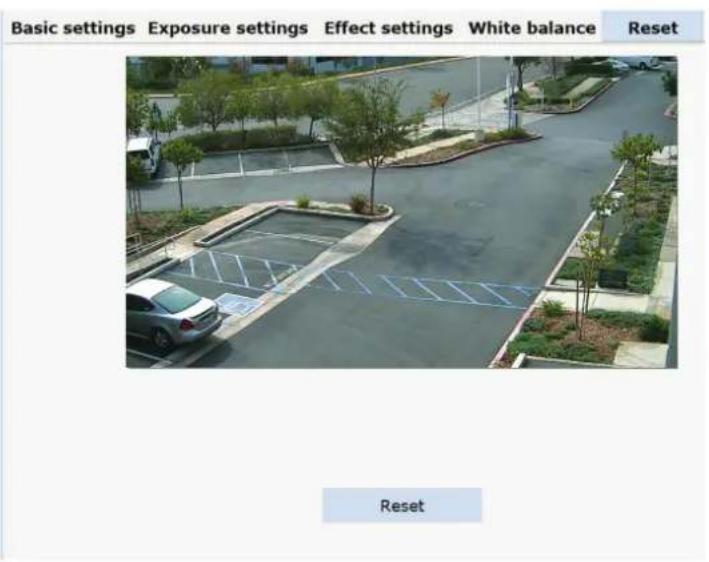 Basic settings Exposure settings Effect settings White balance Reset Reset