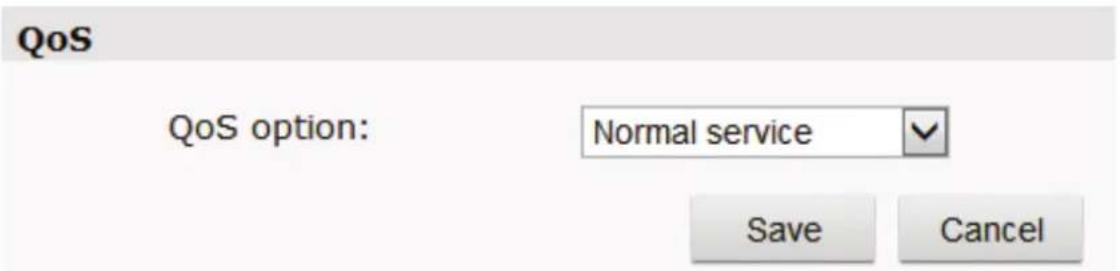 QoS QoS option: Normal service Save Cancel