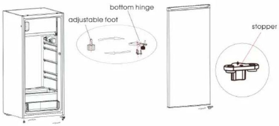 bottom hinge adjustable foot stopper