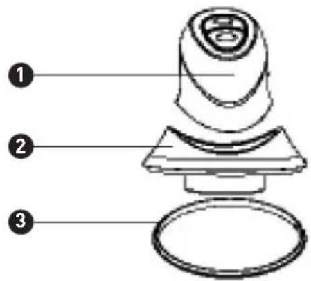 Diagram of a mechanical component with numbered parts labeled 1, 2, and 3