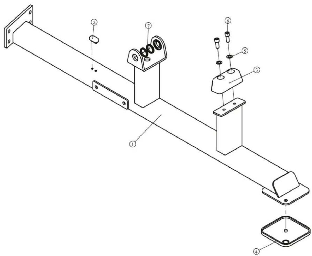 Technical diagram of a mechanical assembly with numbered components for identification
