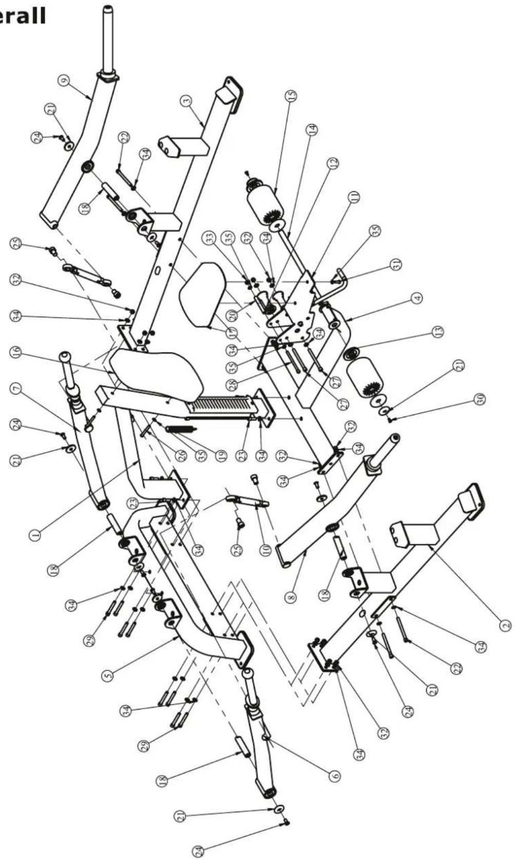 Technical diagram of a mechanical assembly with numbered components for identification