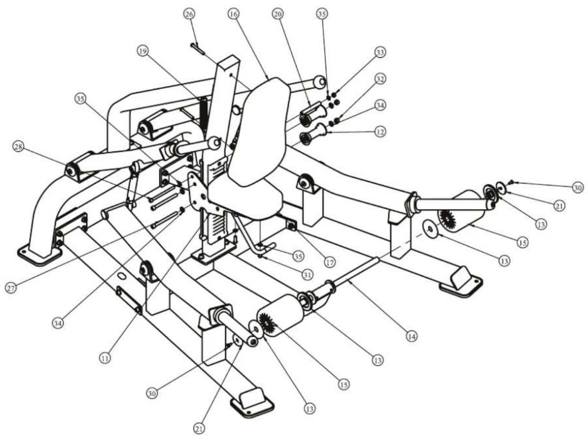 Technical diagram of a mechanical assembly with numbered components for identification