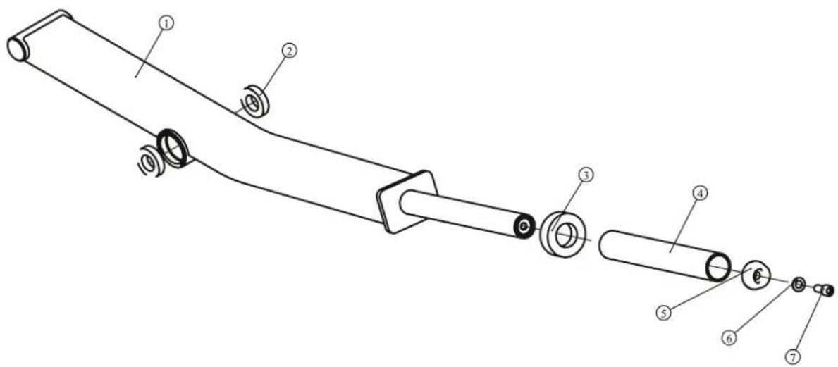 Technical diagram of a mechanical assembly with numbered components for identification