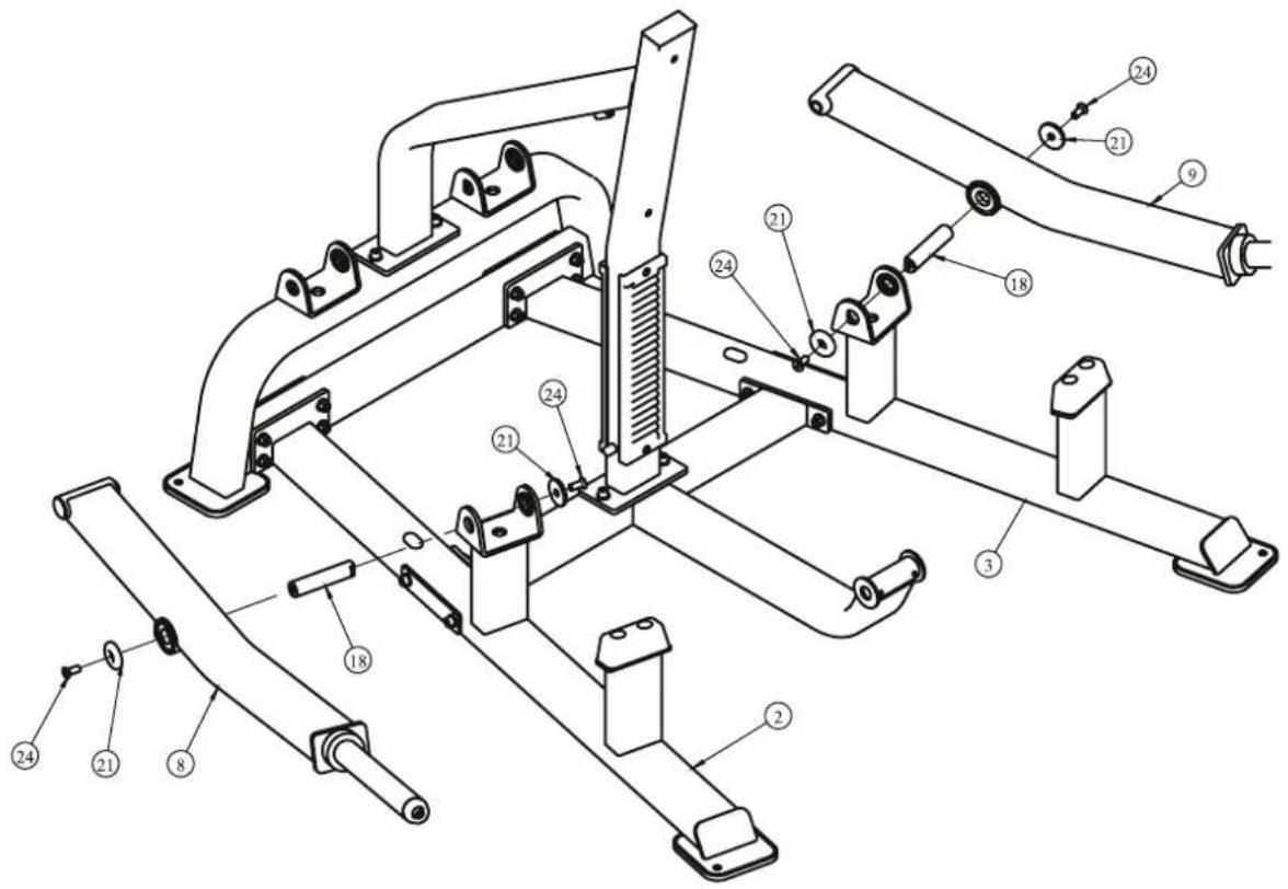Technical diagram of a mechanical assembly with numbered components for identification