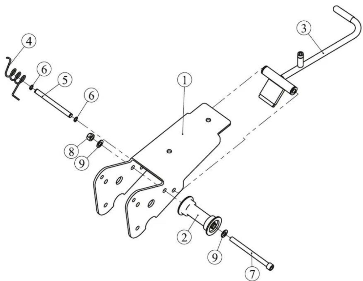Technical diagram of a mechanical assembly with numbered components for identification