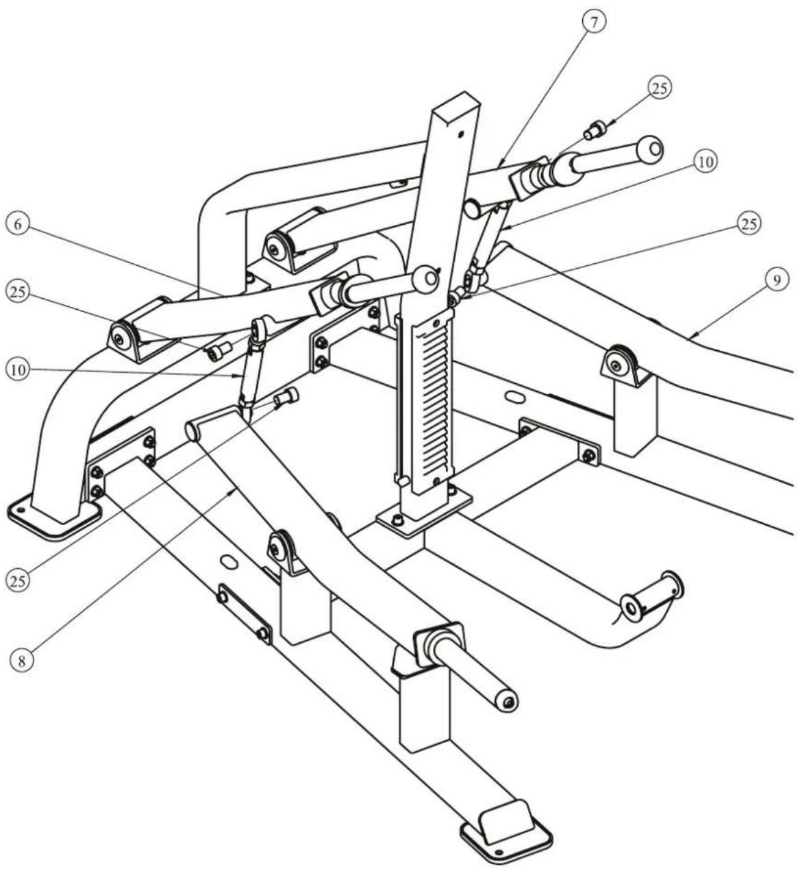 Technical diagram of a mechanical assembly with numbered components for identification