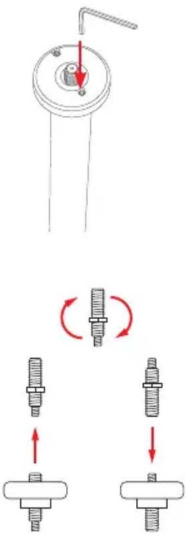 Technical diagram illustrating mechanical assembly with rotating components and directional arrows indicating motion