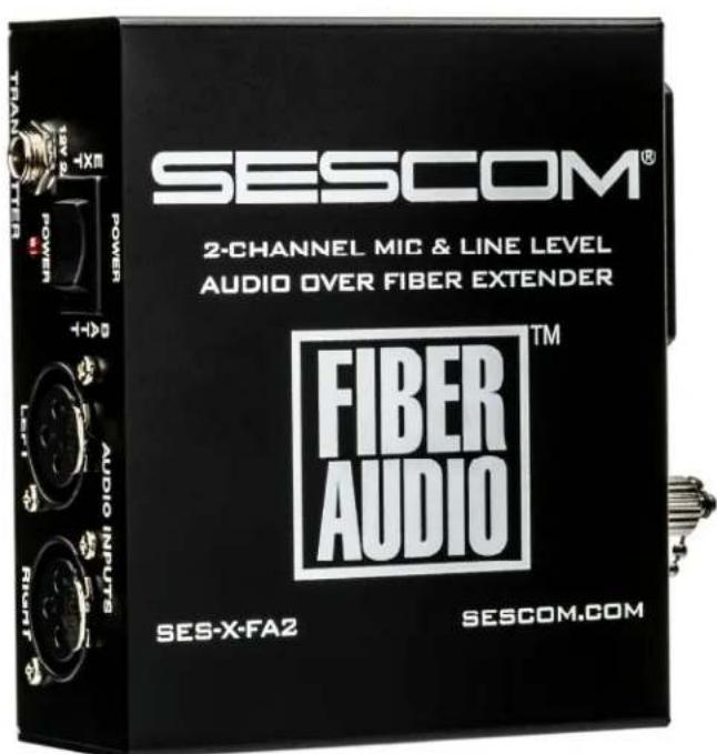 SESCOM® 2-CHANNEL MIC & LINE LEVEL AUDIO OVER FIBER EXTENDER FIBER AUDIO™ SES-X-FA2 SESCOM.COM