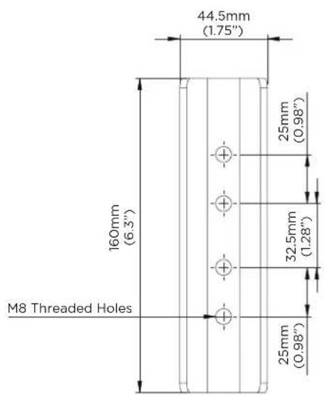 44.5mm (1.75") 25mm (0.98") 160mm (6.3") 32.5mm (1.28") M8 Threaded Holes 25mm (0.98")