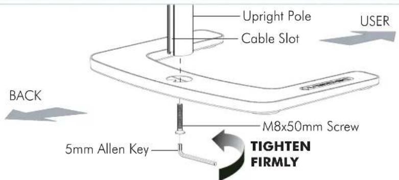 Upright Pole Cable Slot USER BACK M8x50mm Screw TIGHTEN FIRMLY 5mm Allen Key