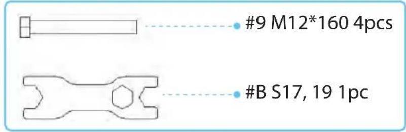 #9 M12*160 4pcs #B S17, 19 1pc