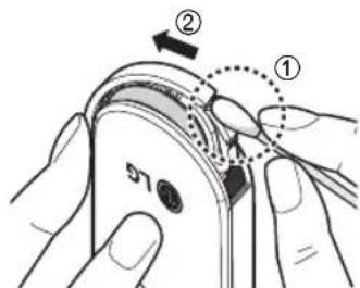 Diagram showing a hand holding a smartphone with labeled parts and directional arrows indicating movement or positioning.