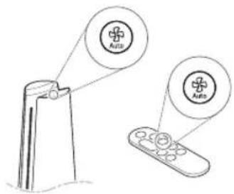 Diagram showing two labeled devices: a spray gun and a remote control with 'Auto' buttons, illustrating the concept of automatic air.