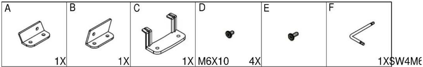 A 1X B 1X C 1X D M6X10 4X E F 1X$W4M6