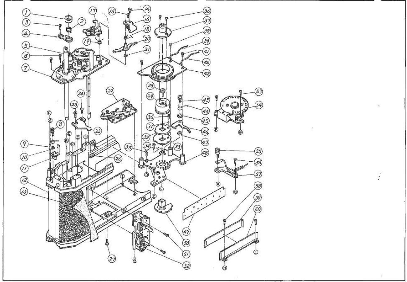 Exploded view diagram of a mechanical assembly with numbered parts for identification