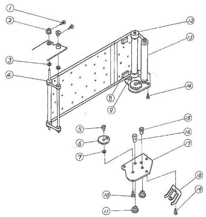 Technical diagram of a mechanical assembly with numbered components for identification