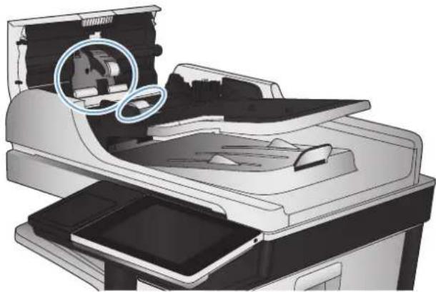 HP Color LaserJet Managed MFP M775 - 文書フィーダのピックアップローラーおよび仕分けパッドのクリーニング - 2