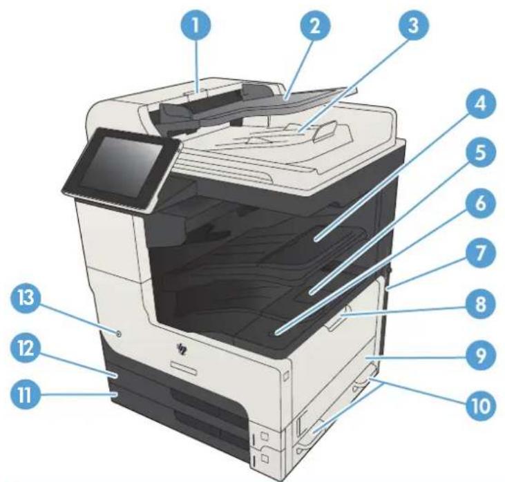 HP LaserJet MFP M725 - 製品の右前面図 - 1