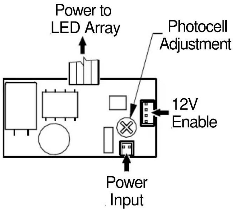 Power to LED Array Photocell Adjustment 12V Enable Power Input