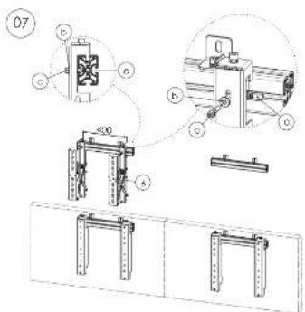 Technical diagram showing mechanical assembly with labeled components and dimensions, including a 400-unit feature and assembly details.
