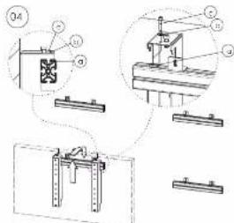 Technical diagram showing mechanical assembly with labeled components and cross-sectional views